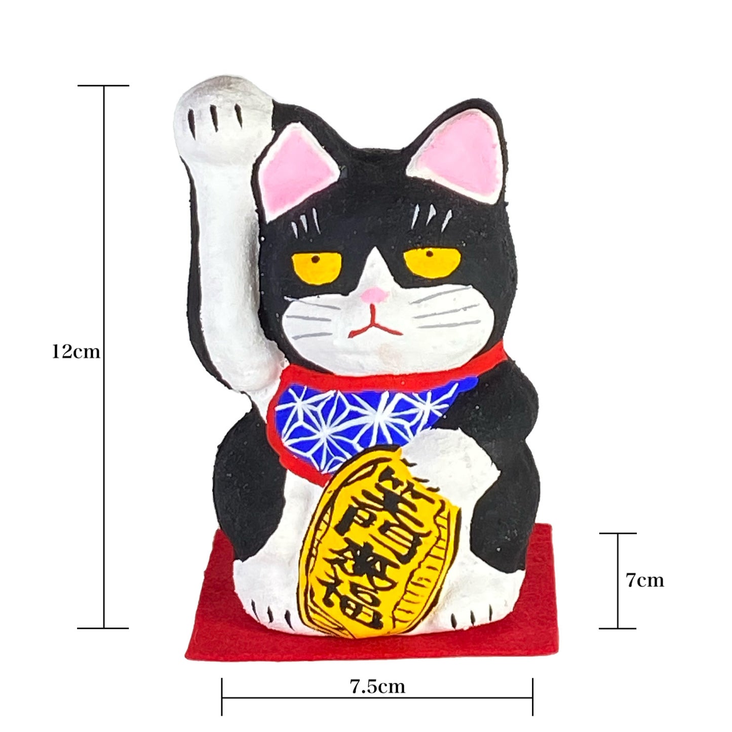 玩古庵 7号招き猫 漆喰加工 ハチワレ