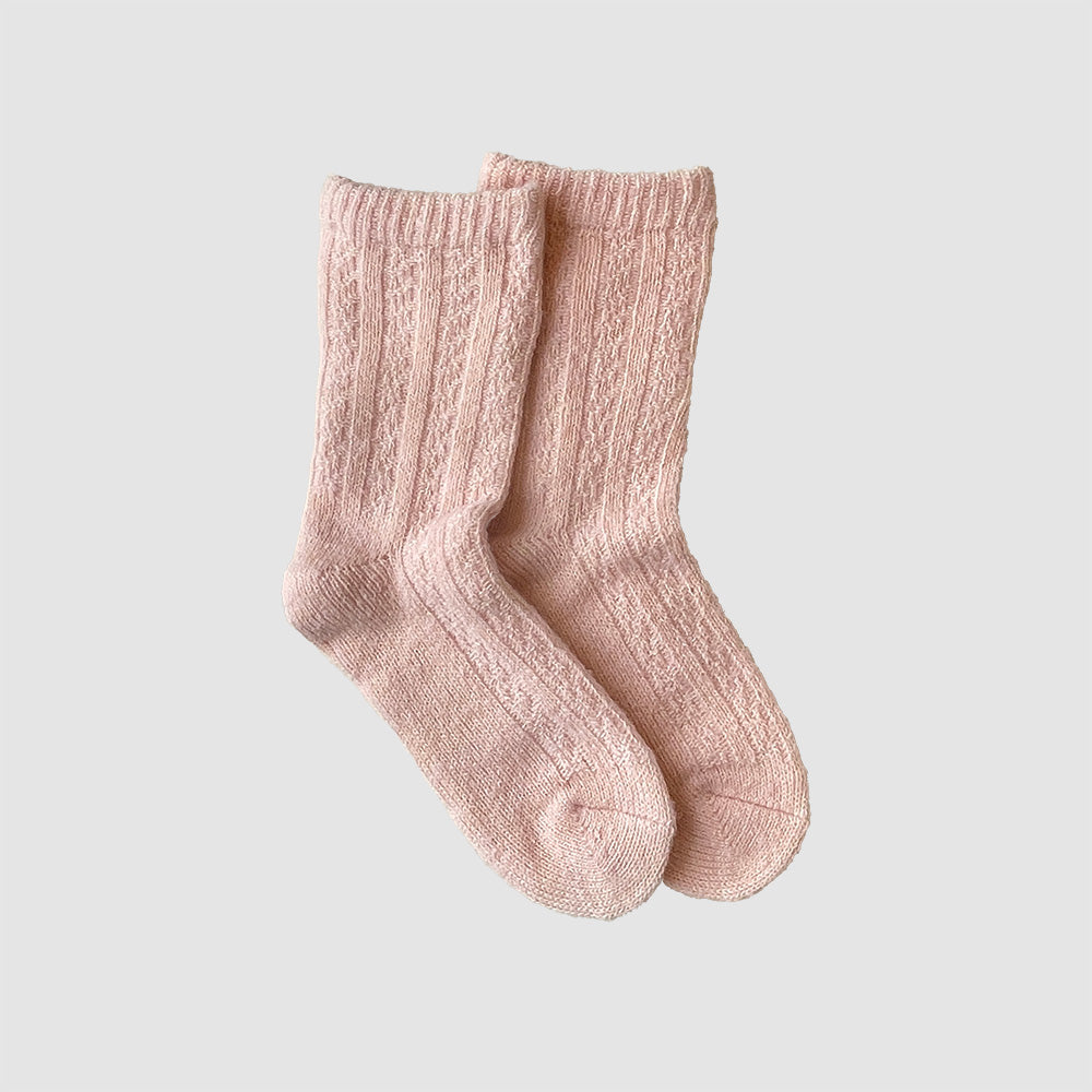 たむら靴下店 縄柄 シルク ウール 二重ソックス 23-25cm