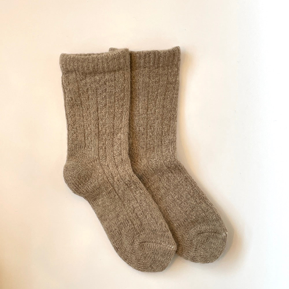 たむら靴下店 縄柄 シルク ウール 二重ソックス 23-25cm