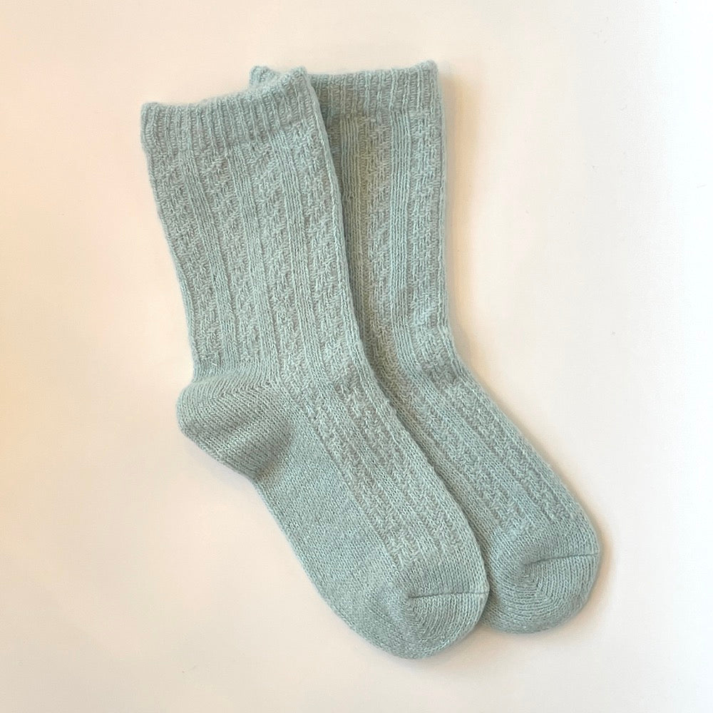 たむら靴下店 縄柄 シルク ウール 二重ソックス 23-25cm