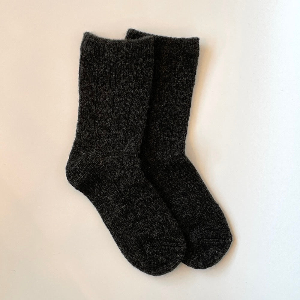 たむら靴下店 縄柄 シルク ウール 二重ソックス 23-25cm