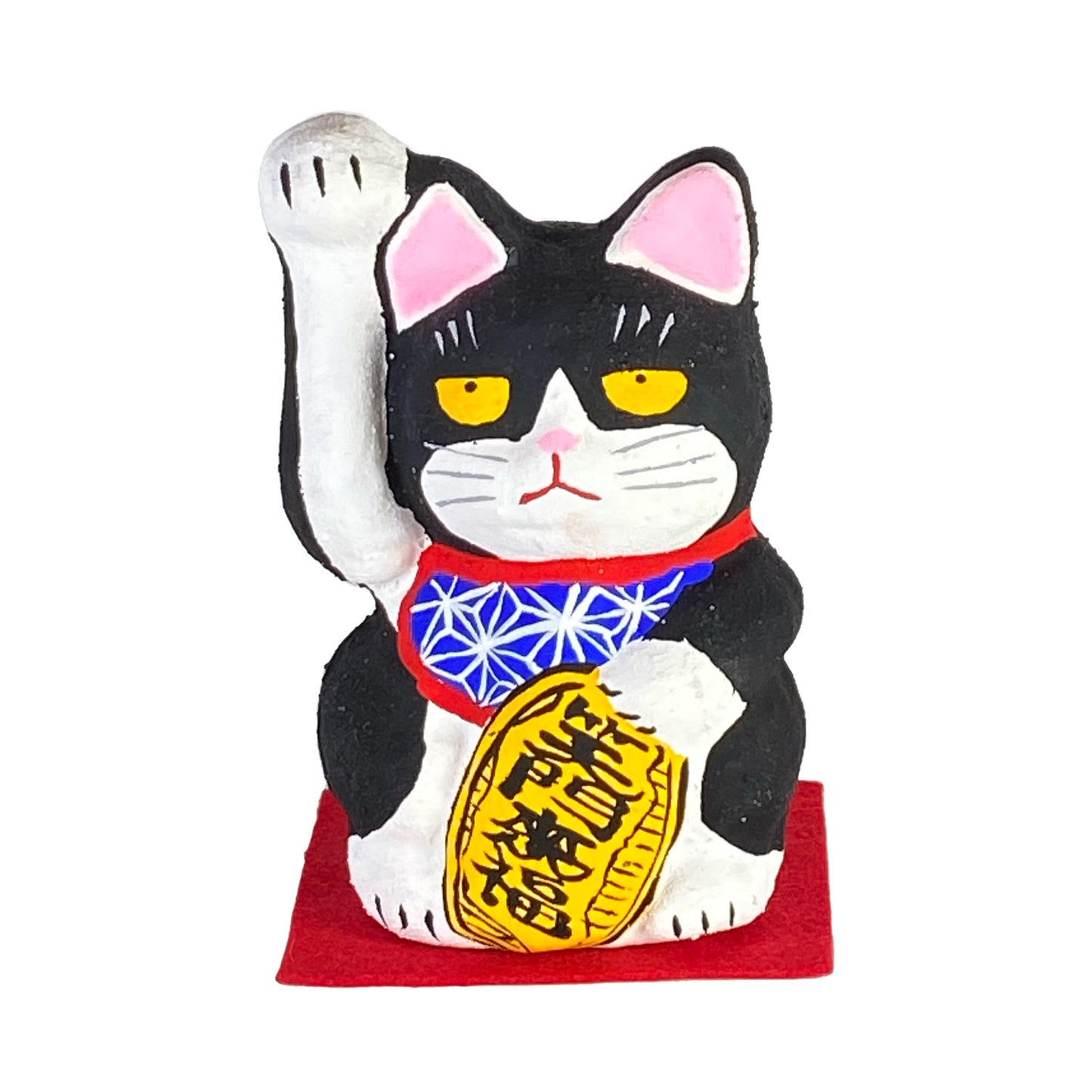 玩古庵 7号招き猫 漆喰加工 ハチワレ