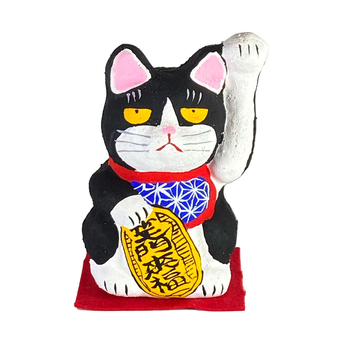 玩古庵 7号招き猫 漆喰加工 ハチワレ