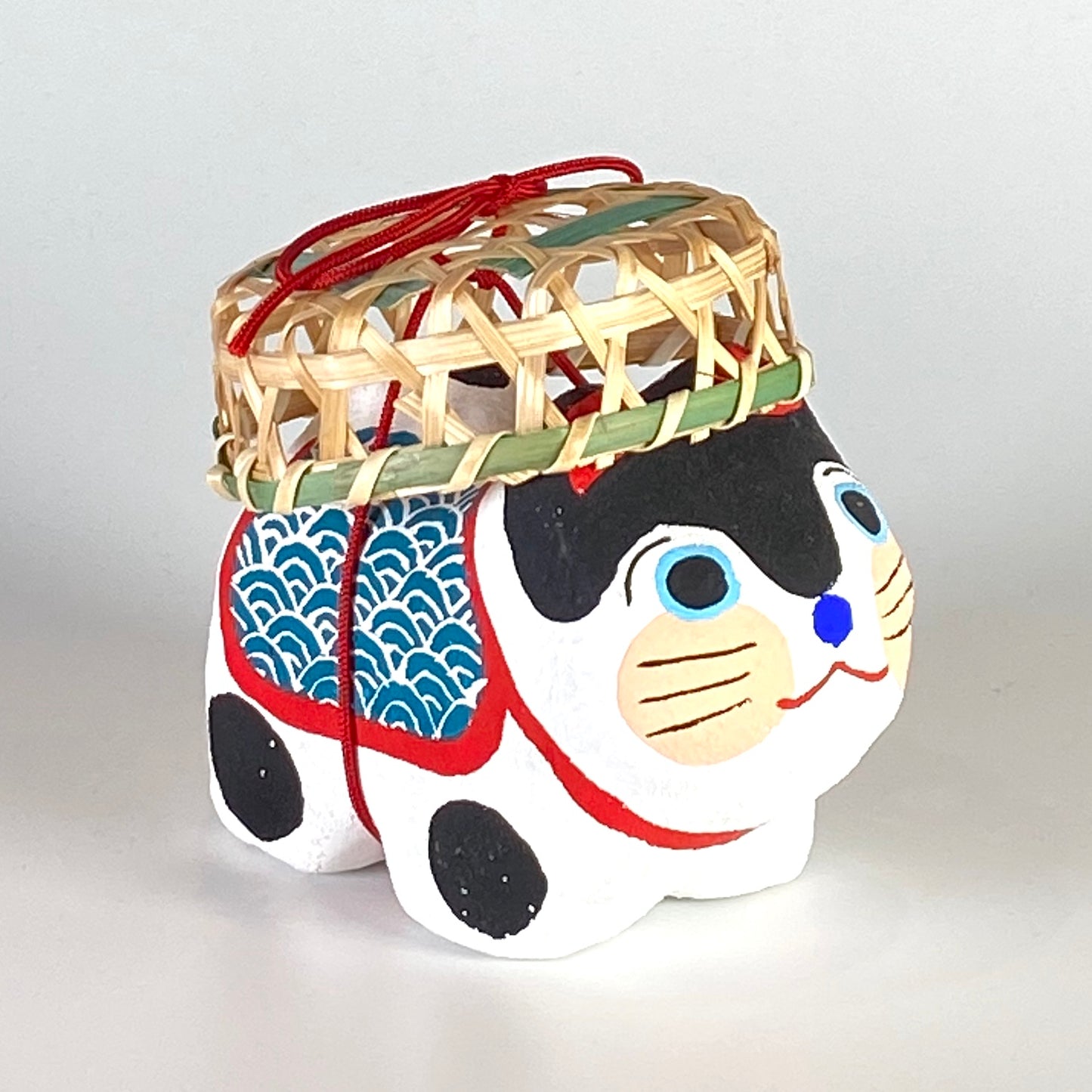 玩古庵 笊かぶり犬張子 漆喰加工