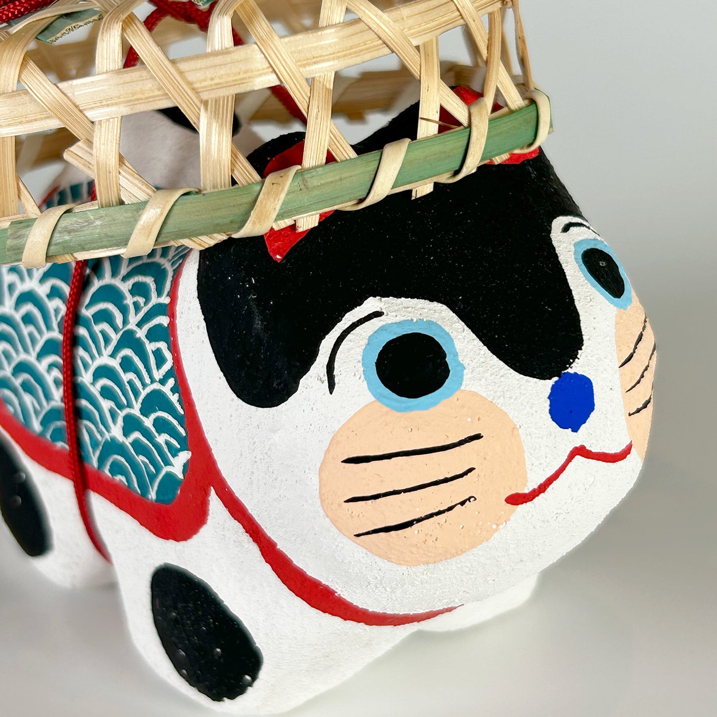 玩古庵 笊かぶり犬張子 漆喰加工