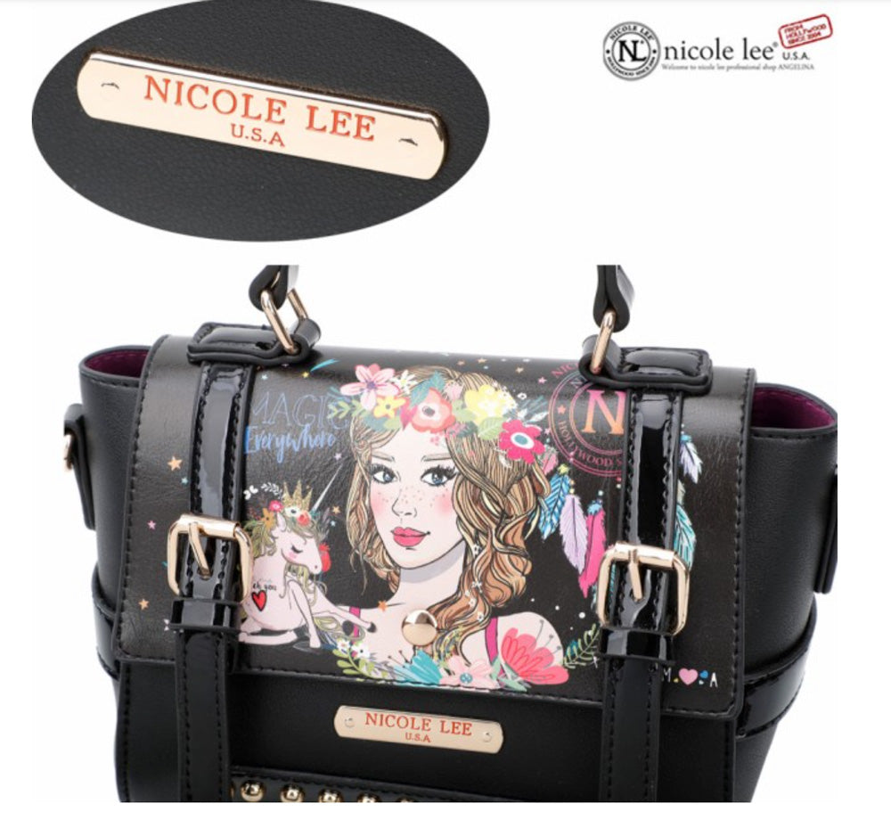NICOLE LEE 大人可愛い花ガールショルダーバック 紐かけ方次第でリックサック