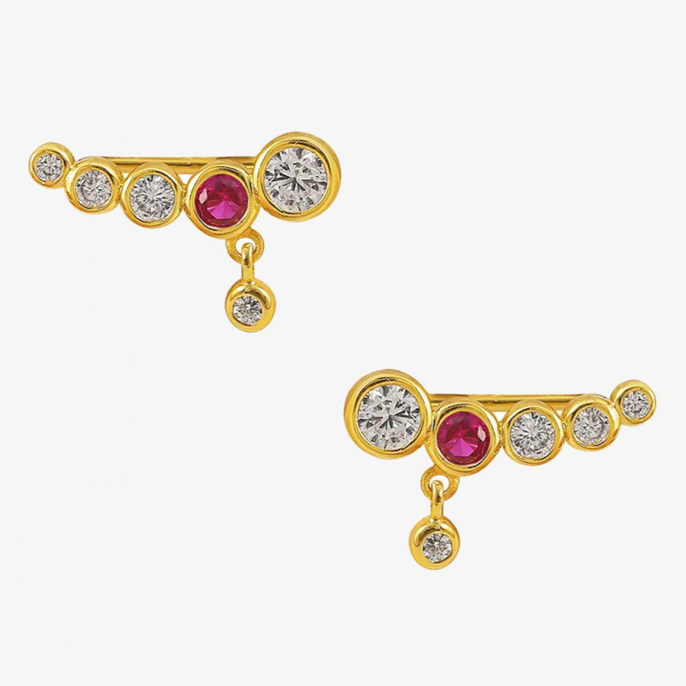 【 Hultquist Copenhagen 】 Ruby croissant earstick