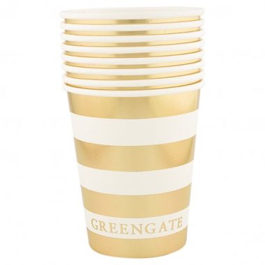 北欧インテリア雑貨 GREENGATE グリーンゲイト 紙パック-Cup Stripe gold 8pcs