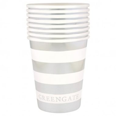 北欧インテリア雑貨 GREENGATE グリーンゲイト 紙パック-Cup Stripe silver 8pcs
