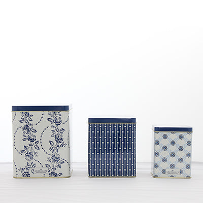 北欧インテリア雑貨 GREENGATE グリーンゲイト スクエアボックス-Square box Fleur blue set of 3 pcs