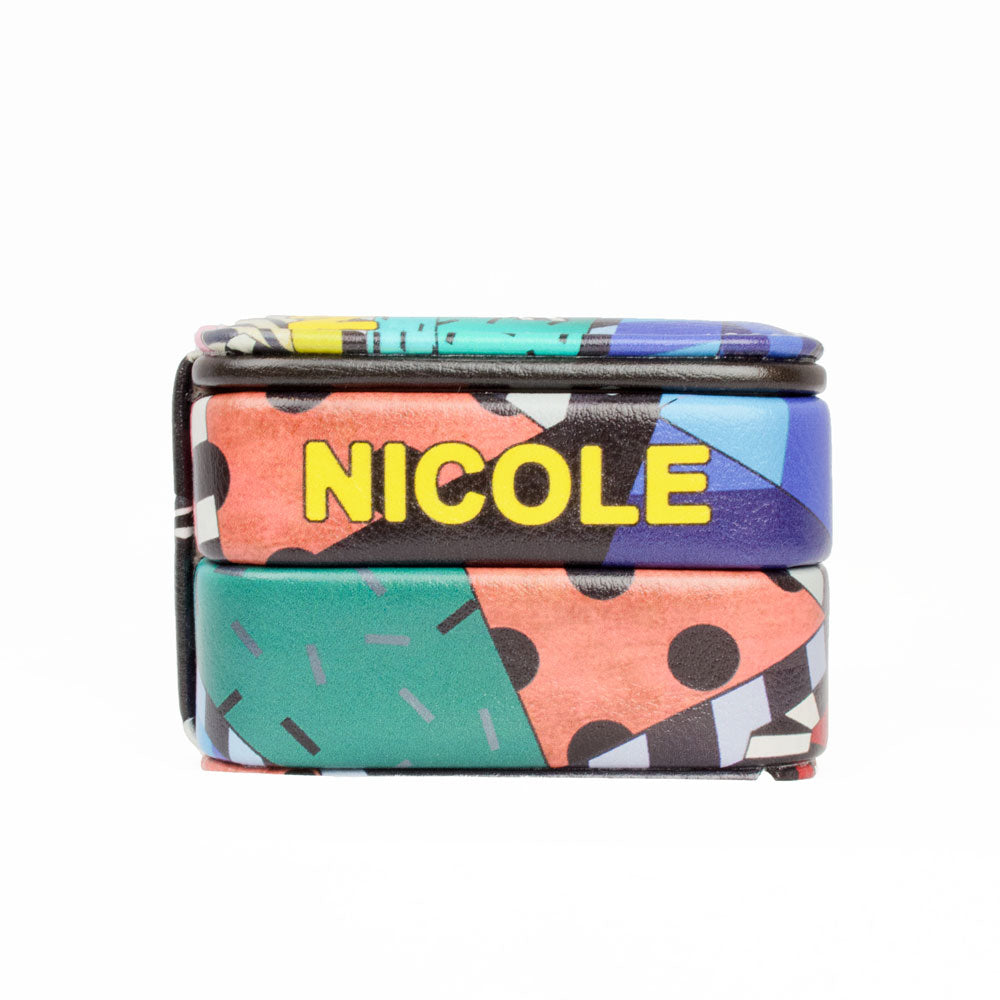 NICOLE LEE パッチワーク赤メガネガール 四角い ジュエリーボックス