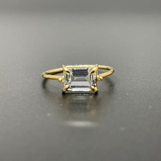 itejewelry K18 イエローゴールド アクアマリン リング 12号